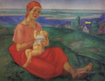 ロシア Painting - 母子 マタニティ 1913年 クズマ・ペトロフ・ヴォドキン